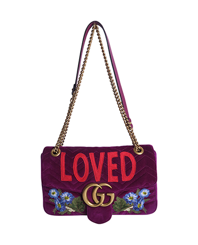 Embroidered Medium Marmont Shoulder Bag, front view